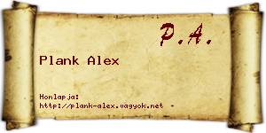 Plank Alex névjegykártya